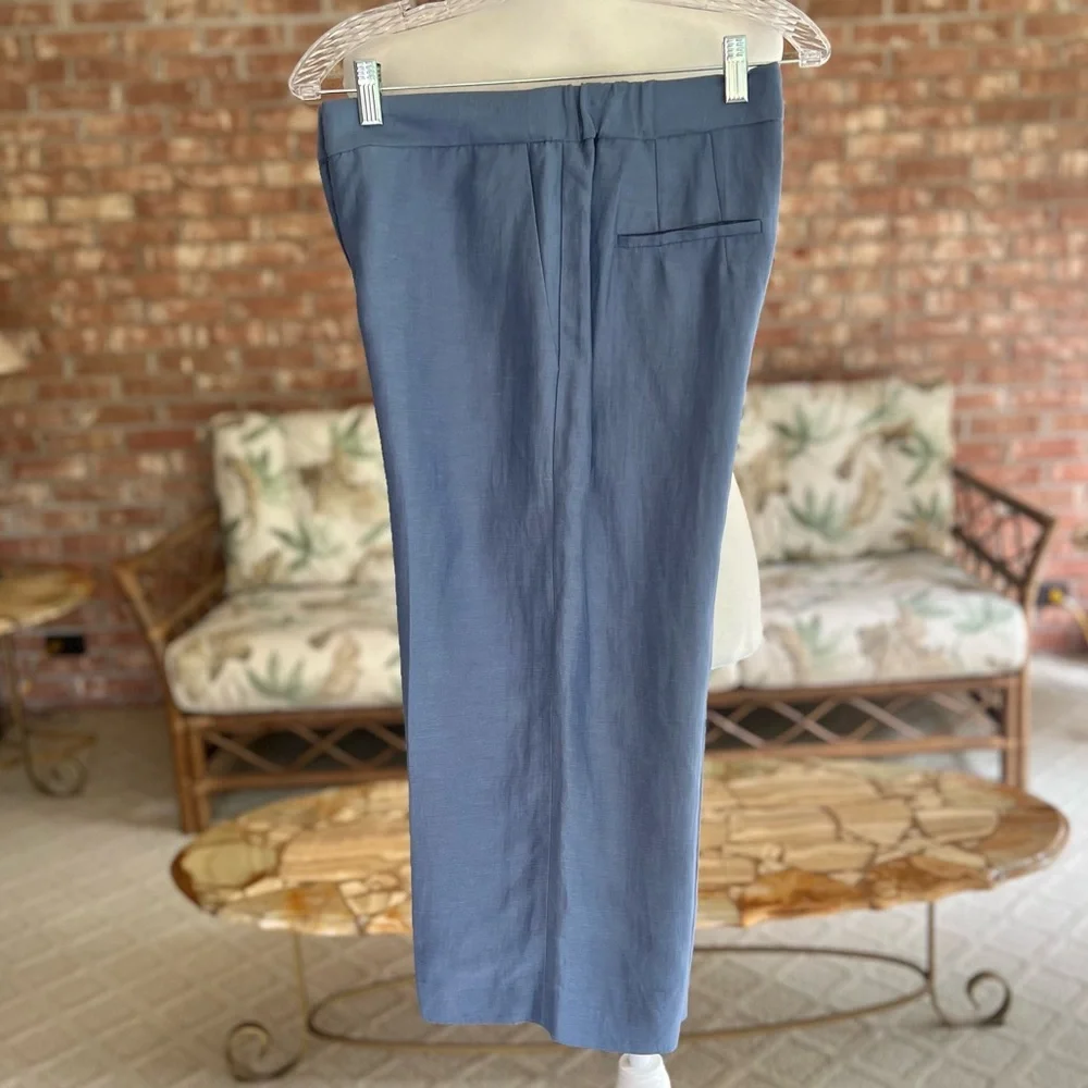 Babaton Aritzia Tahoma Blue Linen Blend Crop Pants Culottes S NWT Quiet Luxury